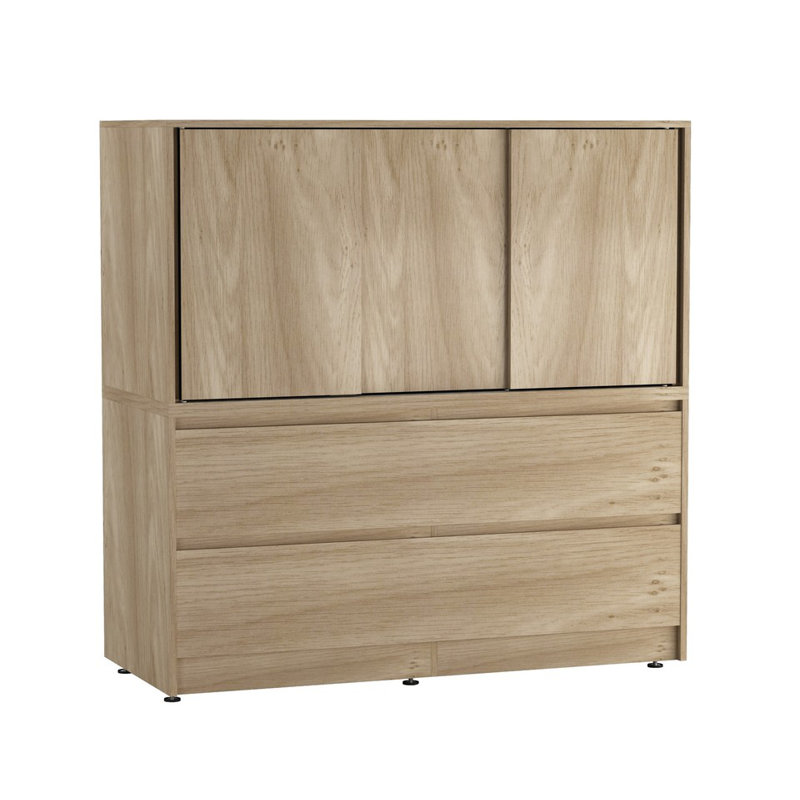 Solid Wood Rectangle Accent Cabinet, Beige