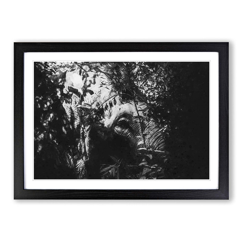 Elephant in the Trees - Picture Frame Graphic Art Print, Black Framed, 62cm H x 87cm W x 2cm D