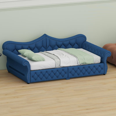 Contemporary Daybed Frame with LED Accents and Decorative Studs