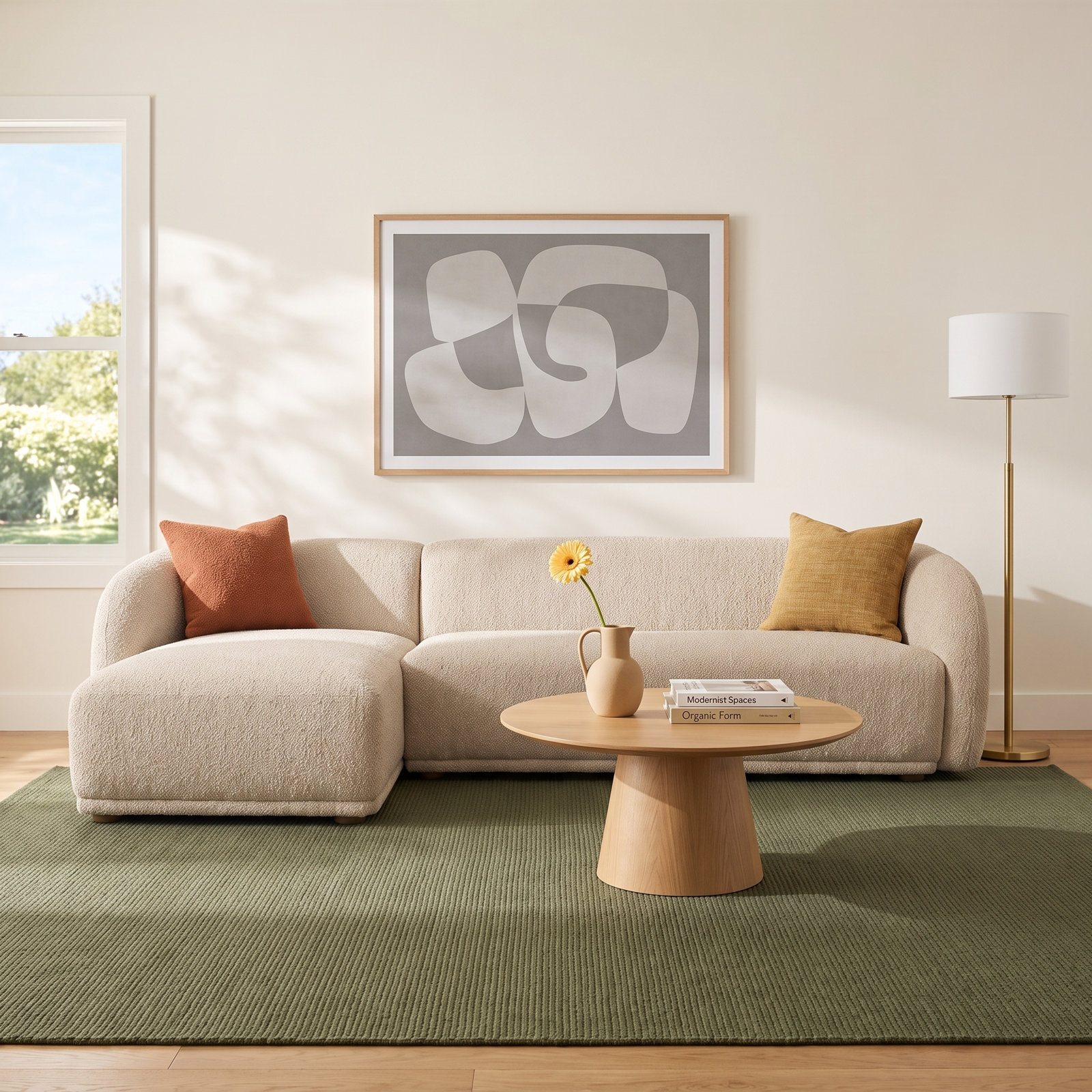 Penelope Sectional, Natural Bouclé, Left Hand Facing