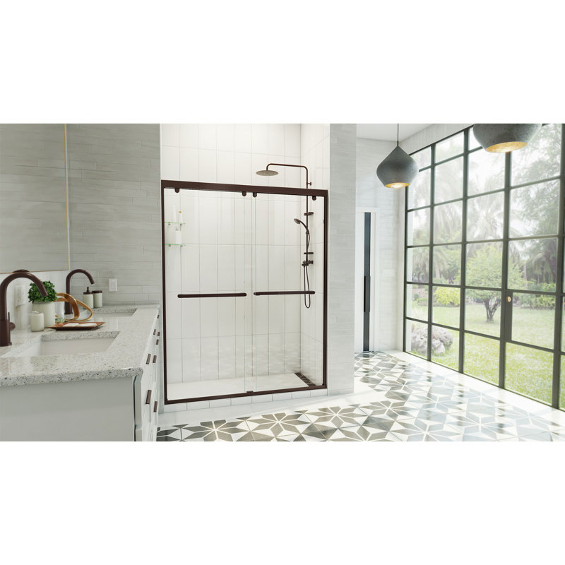  DreamLine Charisma-X 56 - 60 inch W x 76 inch H Semi-Frameless Bypass Shower Door in Oil Rubbed Bronze, Oil Rubbed Bronze