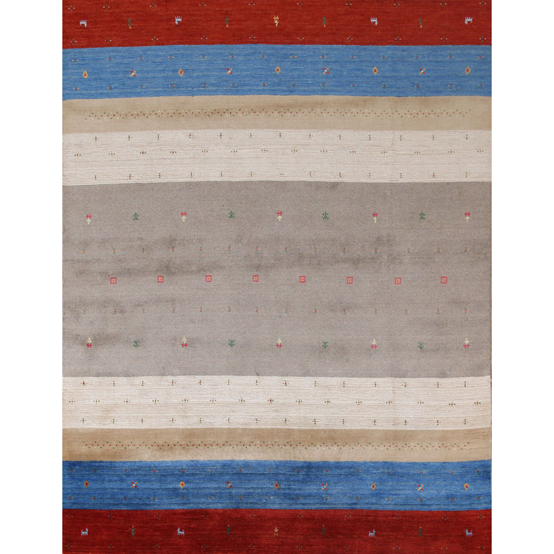 Tapis indien rayé Gabbeh 8 x 9
