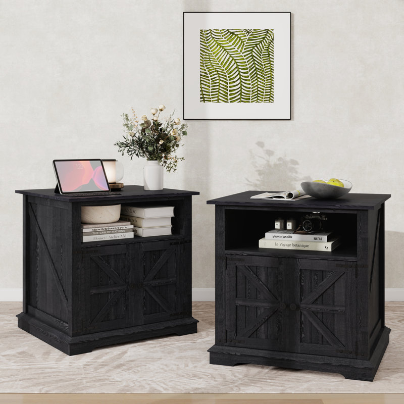 Table de bout et table de chevet 24 po Farmhouse, Noir