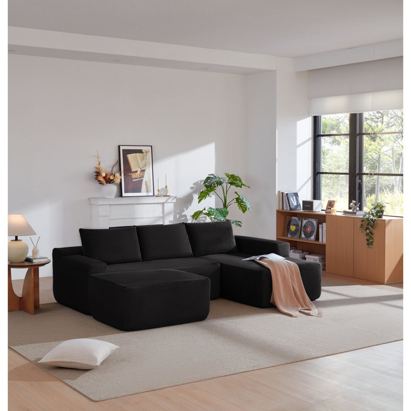 Canapé modulaire moderne en forme de U, tissu en velours côtelé, canapé spacieux pour la maison
