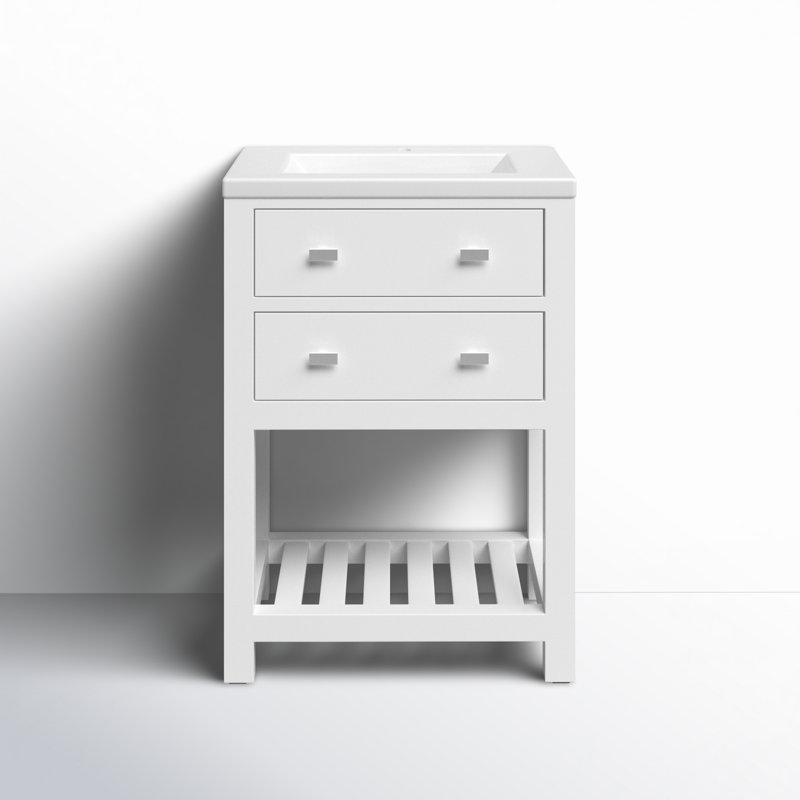 Caitlyn 24'' Single Bathroom Vanity with Ceramic Top, White