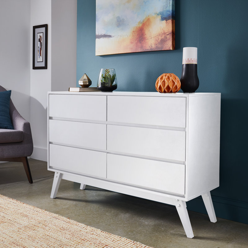 Commode à 6 tiroirs l 47,64 po Mitton, Blanc