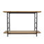 Console à deux niveaux en bois et fer, 122 x 41 x 81 cm, avec structure noire et tablette de rangement