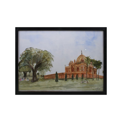Tombe de Humayun | Aquarelle sur cartouche | Par Deepa Kushwaha | Avec cadre