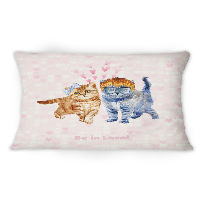 Two Little Hipster Kitten -1 Children''s Art Printed Throw Pillow