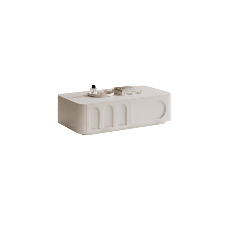 Table basse avec fond fermé French French, H 13,78 po x L 47,24 po x l 23,62 po, Blanc / Blanc