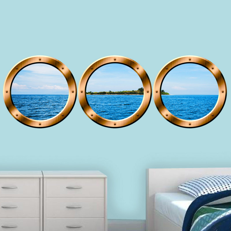 Décalcomanie murale île de tropical island, H 24 po x l 80 po x P 0,01 po, Bronze