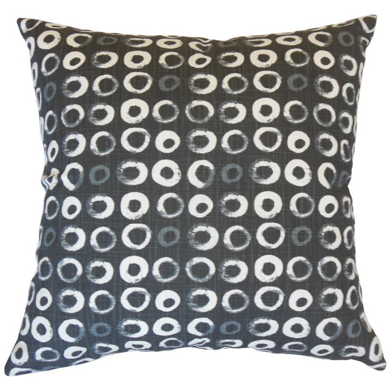 Coussin en coton Frona, Hauteur (24 po) x largeur (24 po), Encre