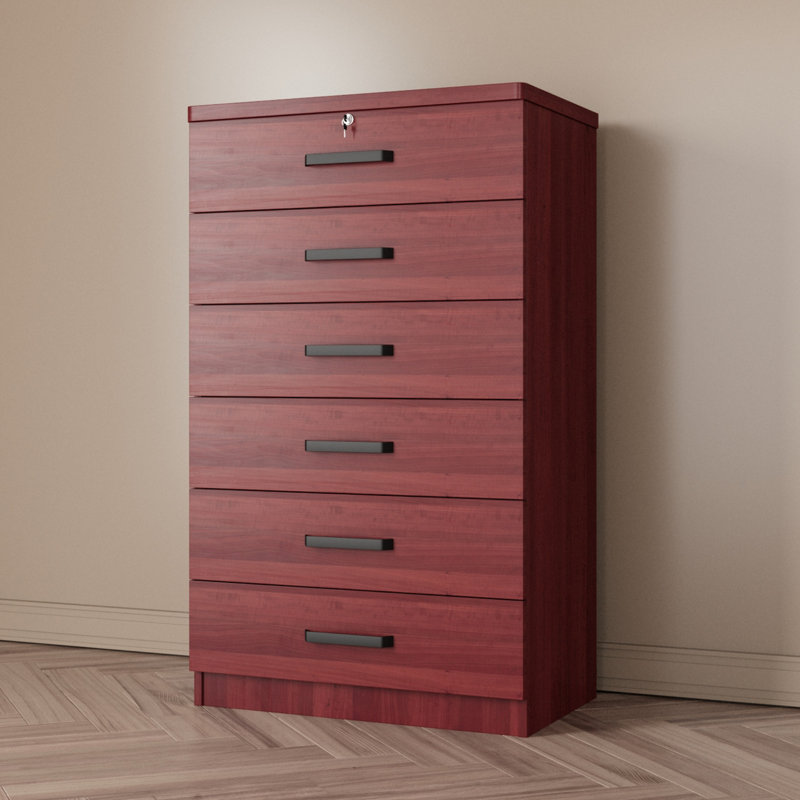 Commode 6 tiroirs Khylon, Acajou