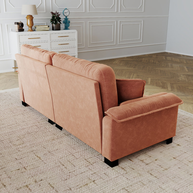 Canapé moderne plissé en chenille 3 places, Orange
