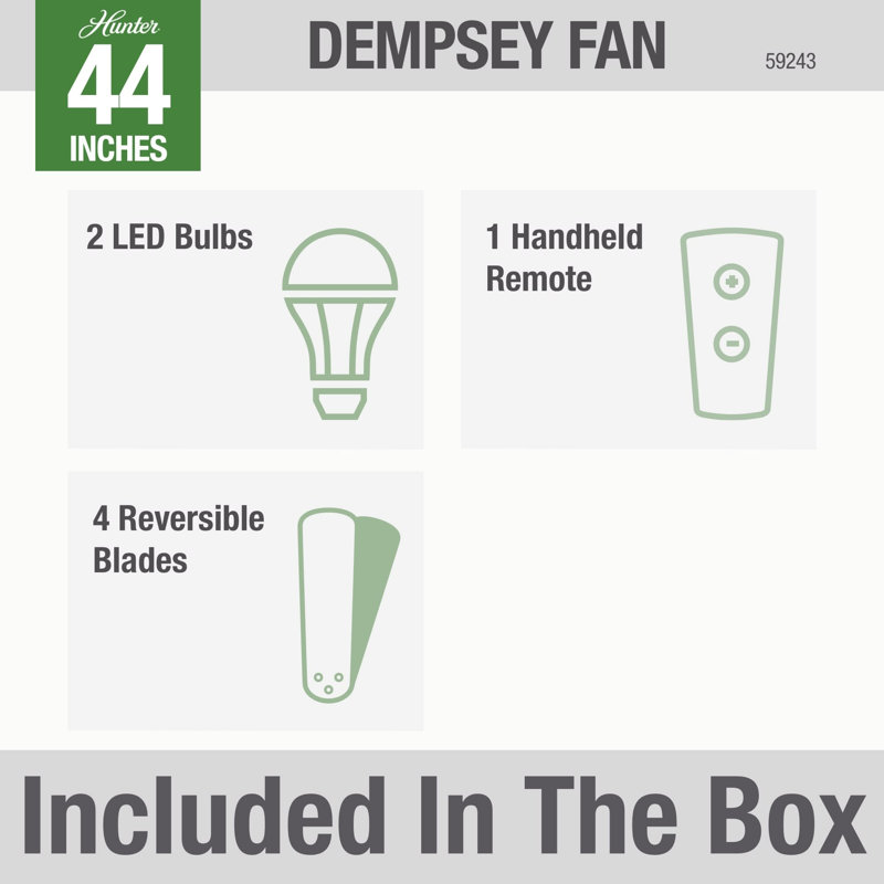 Dempsey Low Profile 44" 4 - Blade Indoor Flush Mount Small Room Ceiling Fan with Lights and Remote, Light Gray/Natural Oak