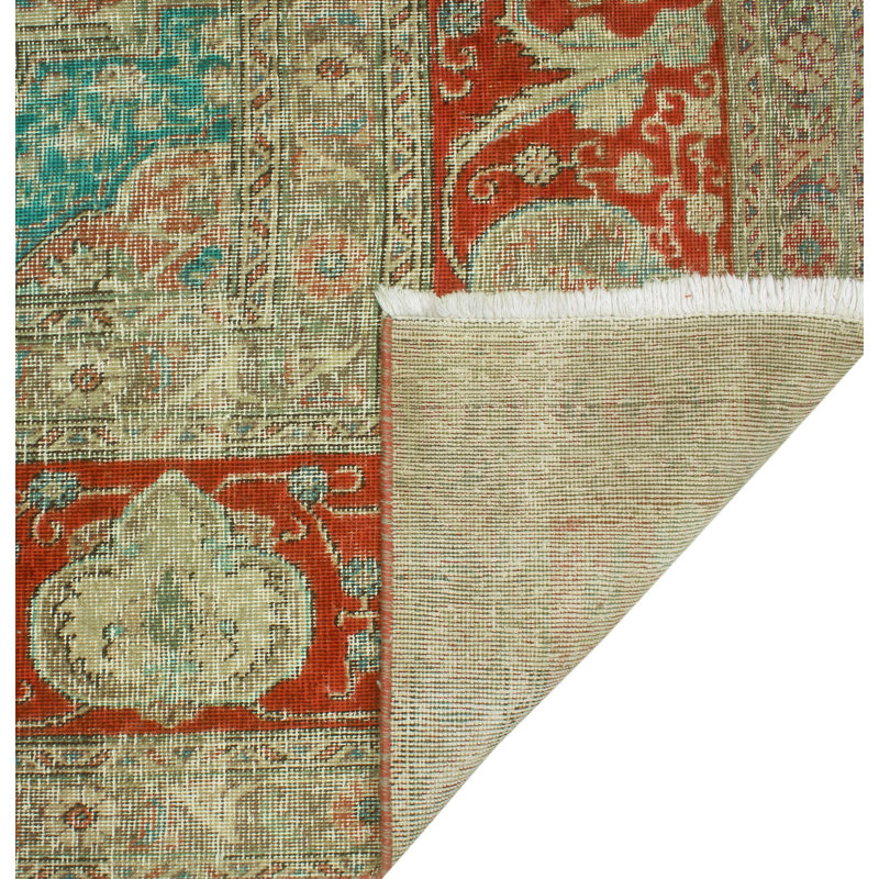 One-of-a-Kind 9'4" x 13'7" 1980s Rectangle Wool Area Rug in Beige and Blue