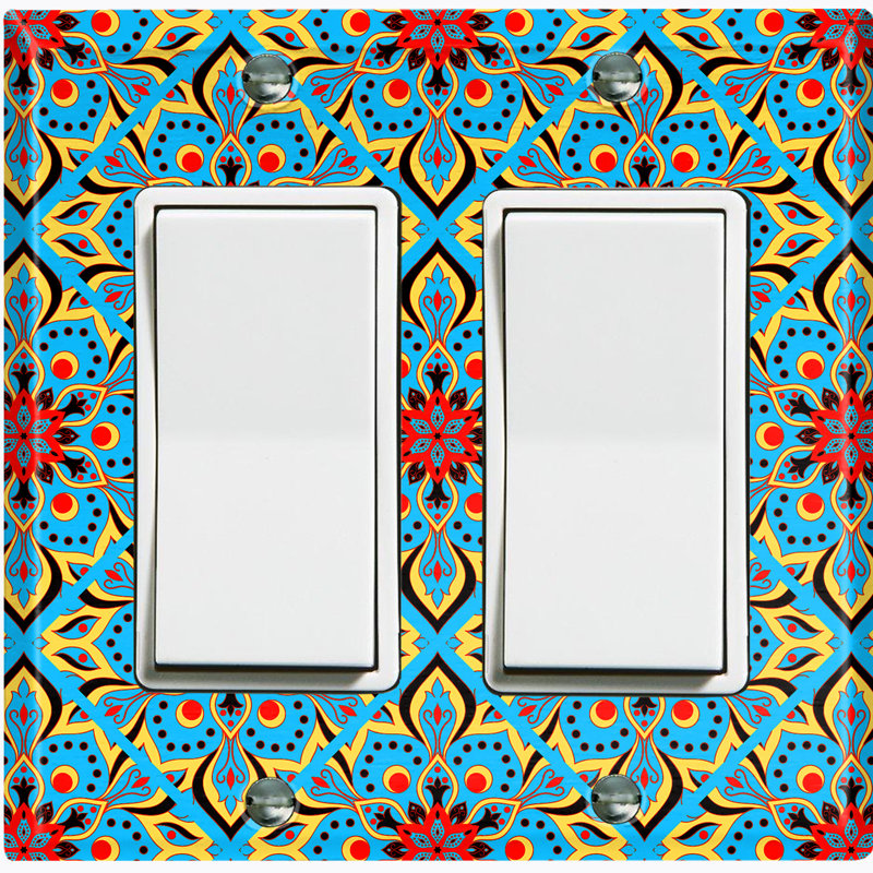 Plaque murale berçante bleue et rouge Mandala
