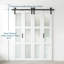 3 portes de grange pliantes en verre givré à 3 portes doubles avec ensemble de quincaillerie d'installation 84 po-98417972