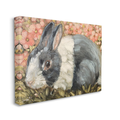 " Wild Rabbit Pink Blooming Meadow " by Sara G. Designs Painting Print