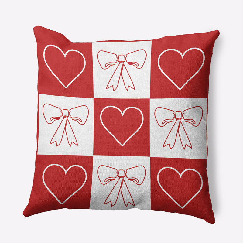 Coussin Sweet Bows and Hearts, 18 po x 18 po, Orange-rouge