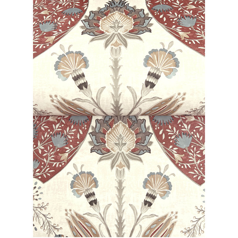 Auden Green Floral Grandeur Wallpaper, Red