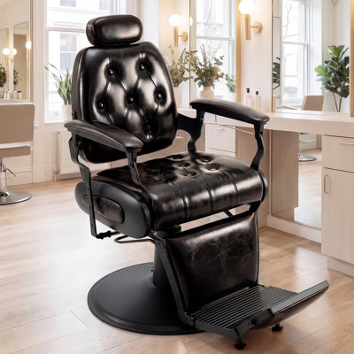Heavy-Duty Professional Salon Chair with 135° Recline, 360° Swivel, Hydraulic Barber Chair with Adjustable Height, Headrest & Footrest