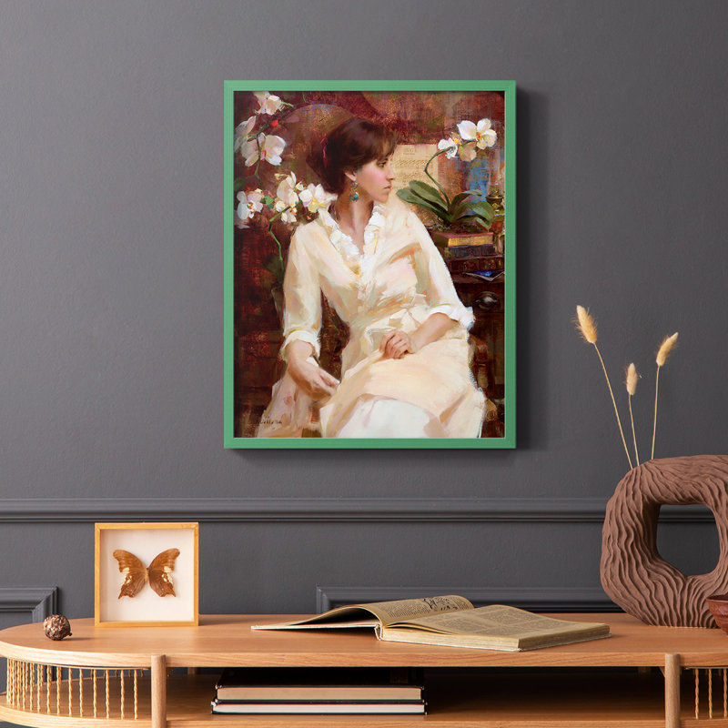 «Fiori Di Aria», reproduction encadrée en bois massif, Vert, H 10 po x l 8 po