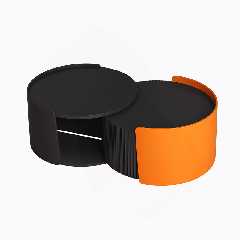 Nesting Coffee Table, Round Nesting Tables and End Tables for Small Space, Modern Side Tables, Black