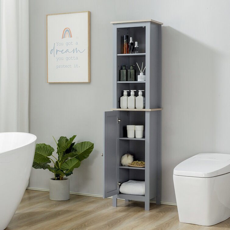 3 -Tier Toilet Storage Rack Over-the-Toilet Bathroom Shelf 100% Pine Wood Latitude Run Finish: Gray