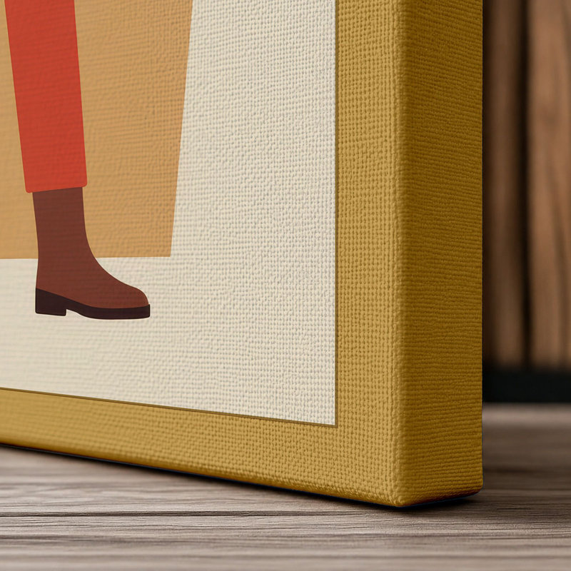Figure in Red Modern - Wrapped Canvas, 36x24 - 91.4 x 61.0 cm, Ochre Border