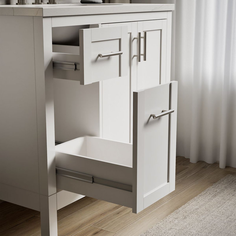 37" Single Bathroom Vanity Set, White, White