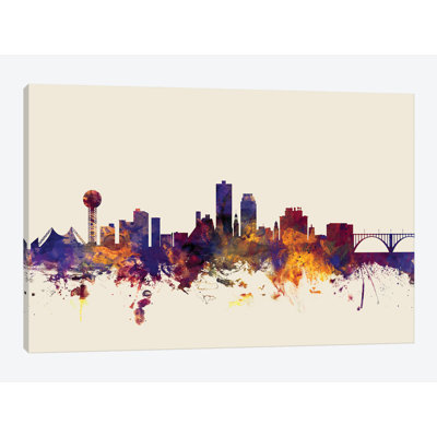 Skyline Series: Knoxville, Tennessee, États-Unis, impression sur toile tendue beige