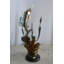 Sculpture bronze en forme de voilier sur fond d'algues corail 11 po x 7 po x H 24 po
