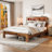 Solid Wood Platform Bed Frame With Storage LED Light Headboard,Queen Bed Frame with Open Bookcase Shelves -960076074-960076073