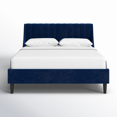 Helaina Velvet Upholstered Wingback Bed