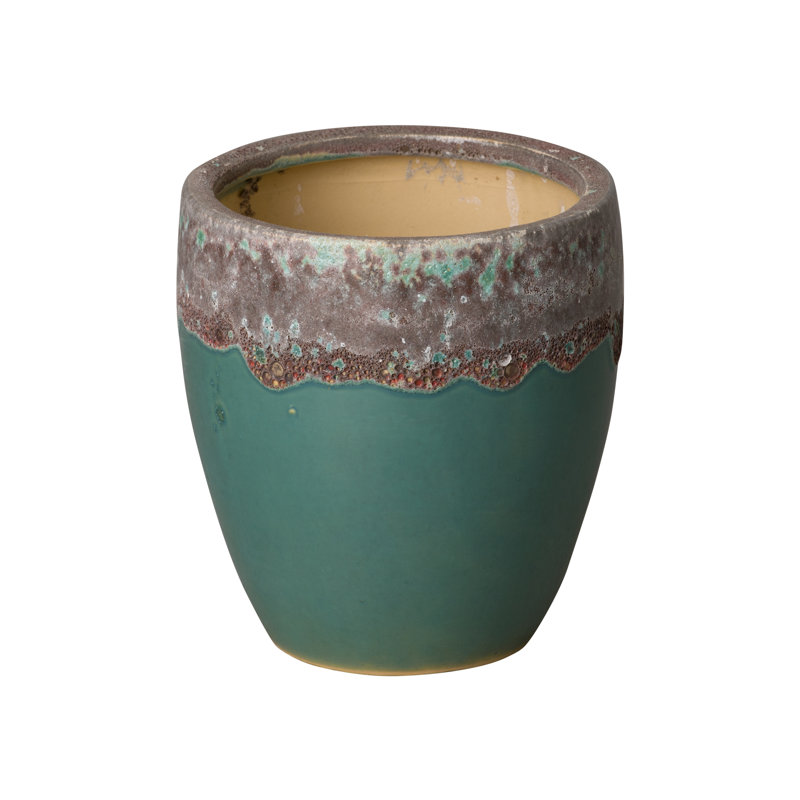 Pot de fleurs en céramique, H 9 po x l 8 po x P 8 po, Bleu sarcelle