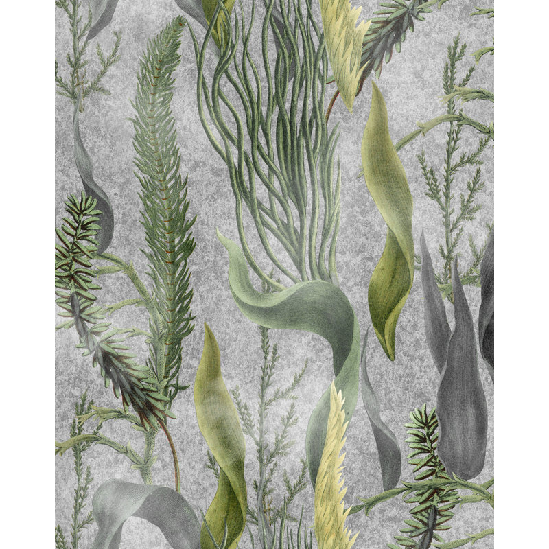Wallpaper Roll, Gray/Green/Ivory
