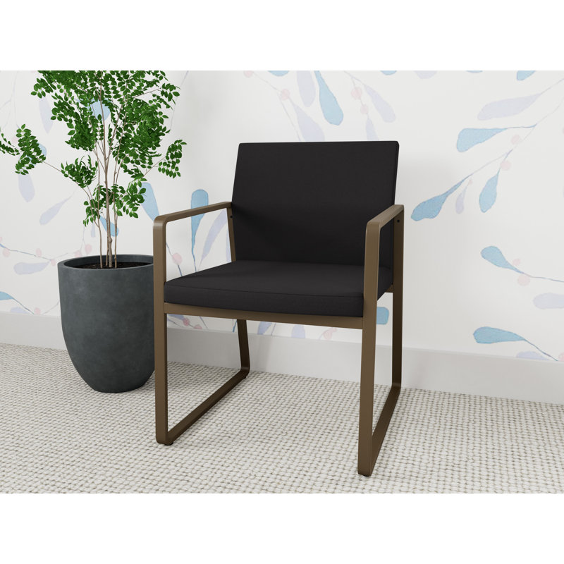 Chaise d'invité Gansett, Portes ouvertes en tissu noir, Bronze