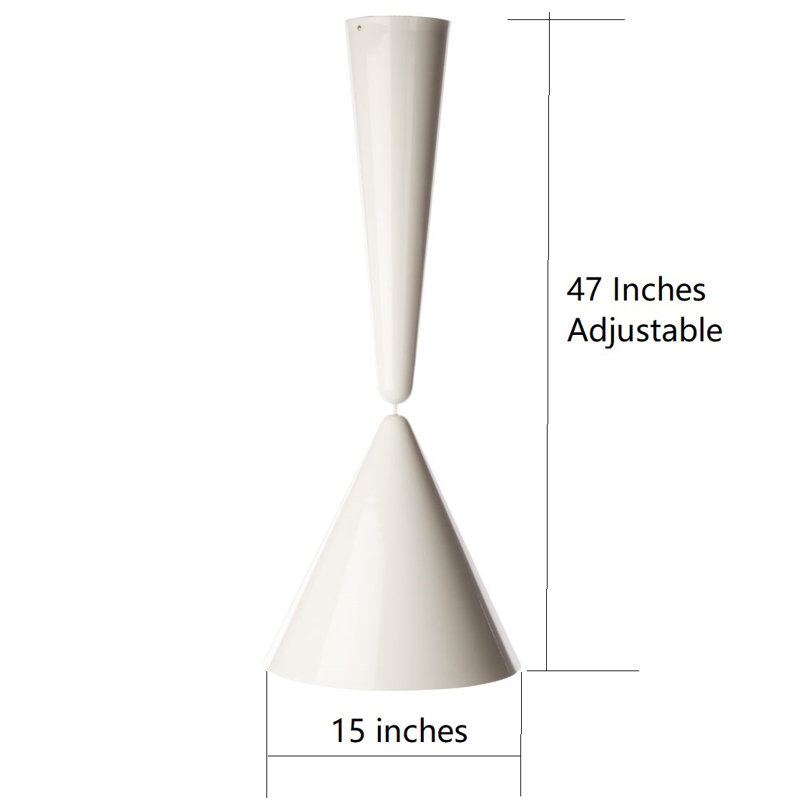 Luminaire suspendu conique à 1 lumière Adila, Blanc