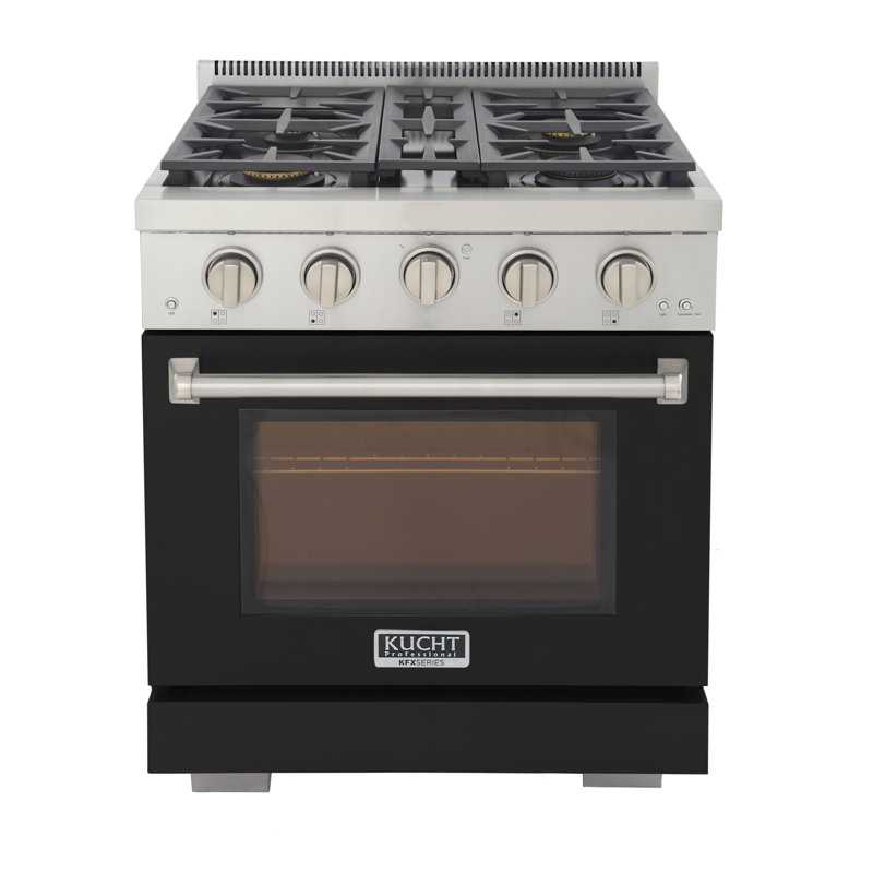 30 in. 4.2 cu. ft. Natural Gas Range and Convection Oven in Light Blue with True Simmer Burners, Black, Natural Gas