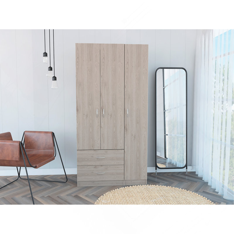 Armoire 2 portes 3 tiroirs Rowaton, Naturel