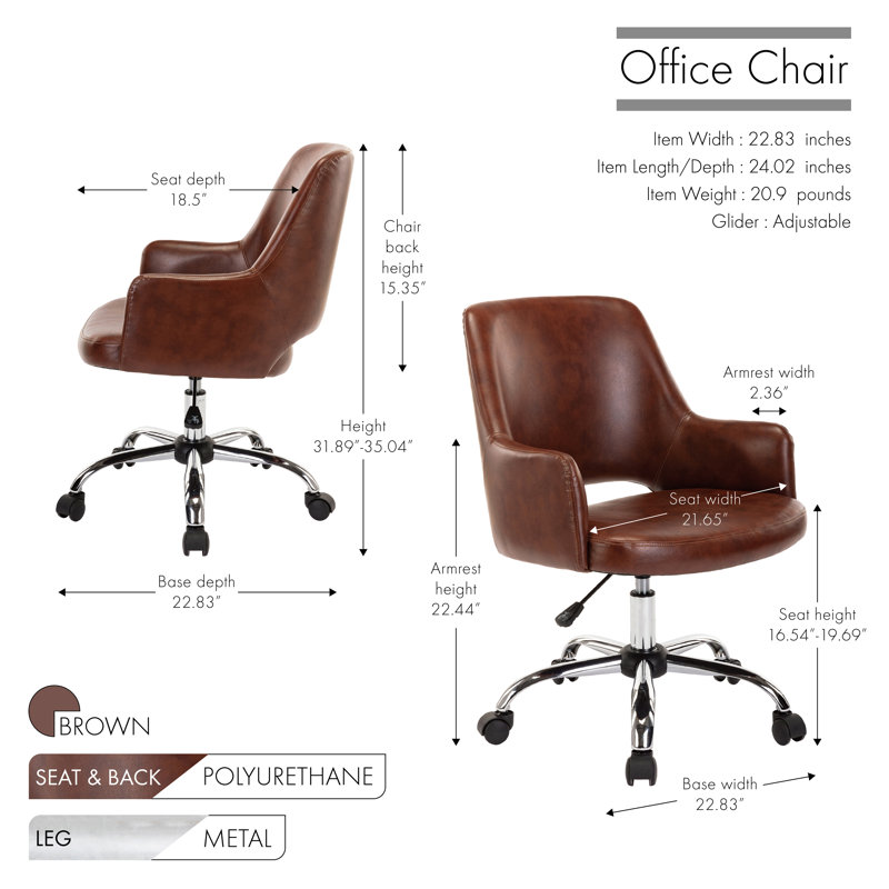 Chaise de travail Forkland, Brun