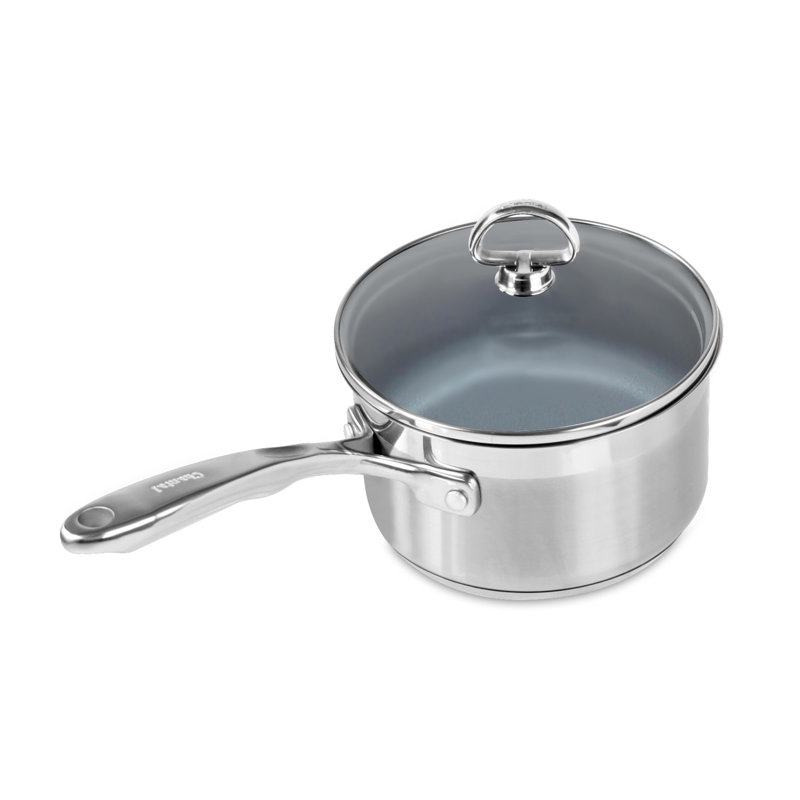 Casserole en acier inoxydable avec couvercle chantal, Bouilloire en cuivre martelé massif de 2 pintes
