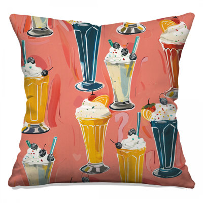 Milkshake Illustration Double Sided Throw Pillows