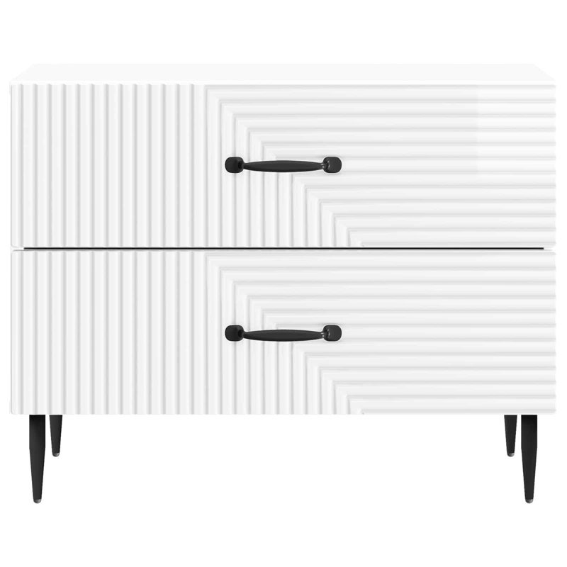 62cm W Manufactured Wood Bedside Table, High Gloss White