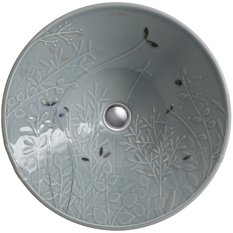 Gilded Meadow™ Ceramic Circular Vessel Bathroom Sink, Gold