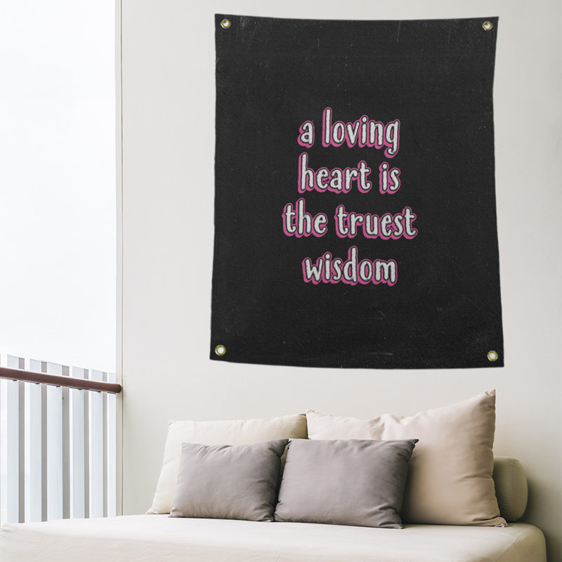 Tapisserie en polyester avec citation en polyester, H 80 po x l 59 po, Rose