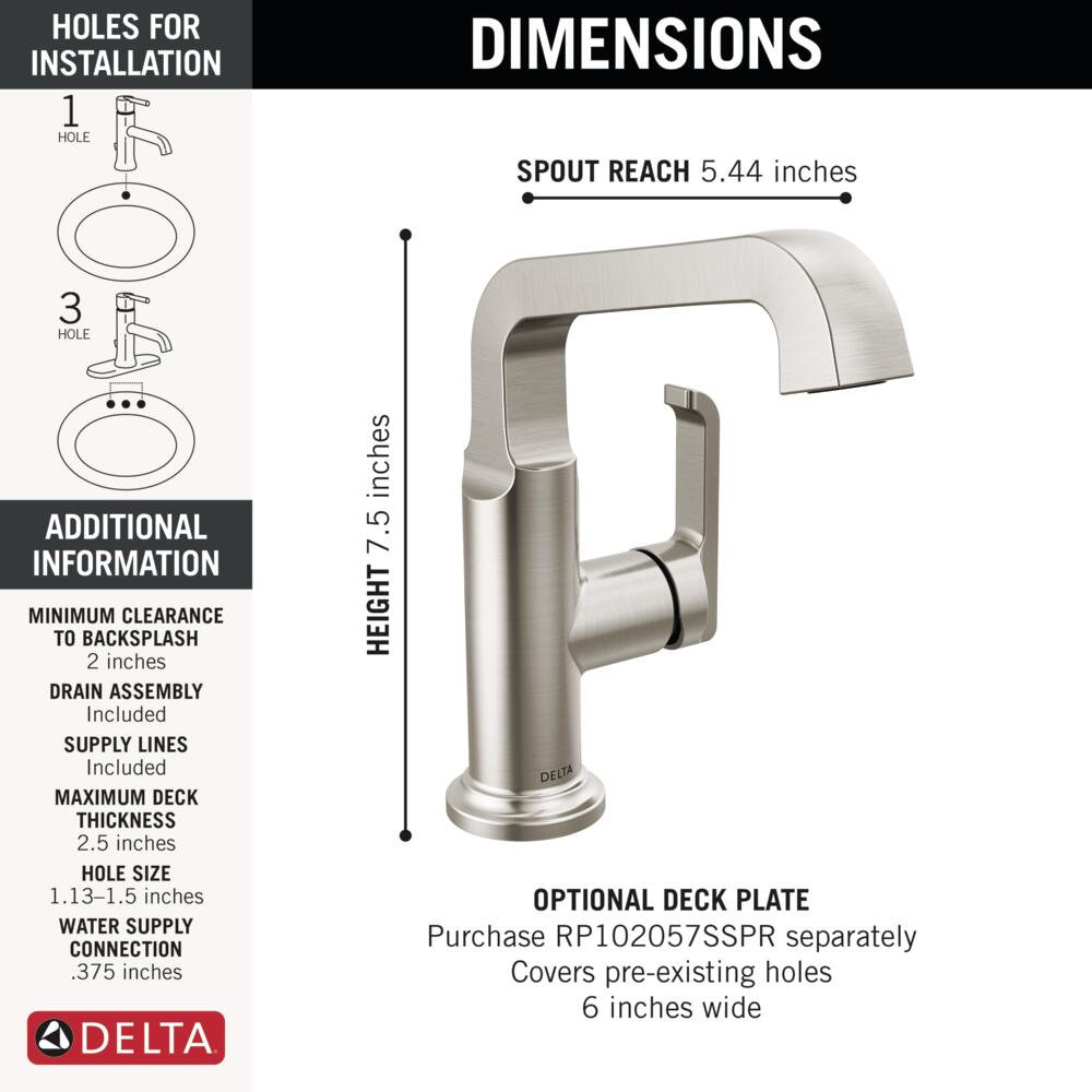 Tetra Single-Hole Bathroom Faucet with Drain, Chrome