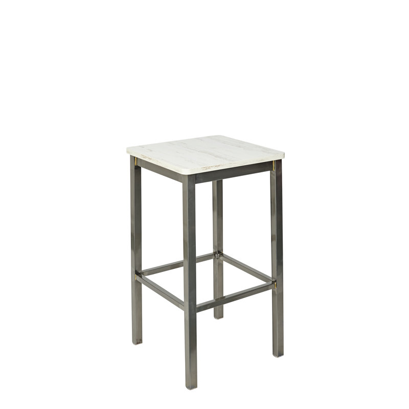 Tabouret de bar sans dossier Trent, Cadre blanc / gris