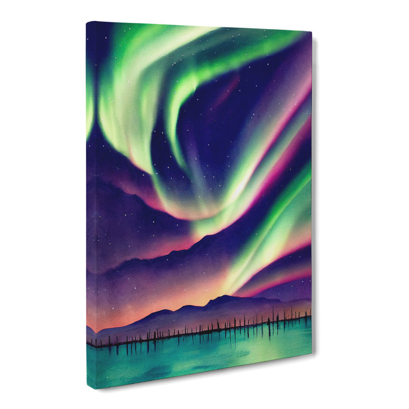 CAN-V0523-2680X Watercolour Aurora Borealis Vol.4 - Wrapped Canvas Print, 50cm H x 35cm W x 3cm D